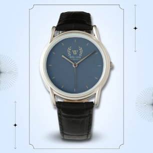 Montre Classic Laurel Wreath Navy Blue Gold Monogramme