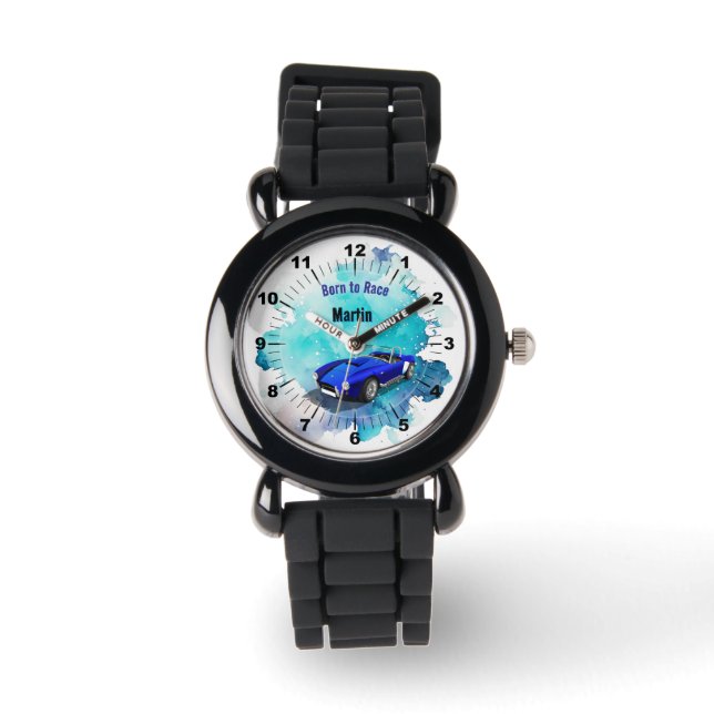 Montre Classic Retro Blue Sports Voiture Anniversaire Ave (Recto)