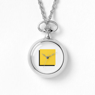 Montre classique Bauhaus Art Jaune Carré Collier