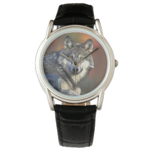 Montre Classique Hommes/Loup de la Faune