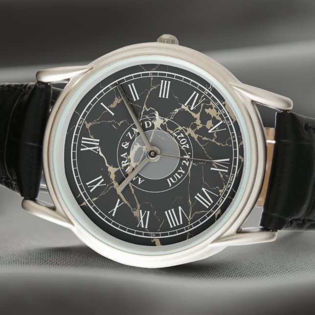 Montre Classique Hommes Personnalisée. Marbre fonc (Créateur téléchargé)