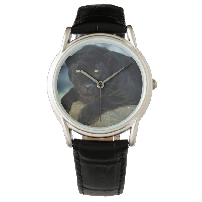Montre Classique Mens / Chat Noir Faune (devant)