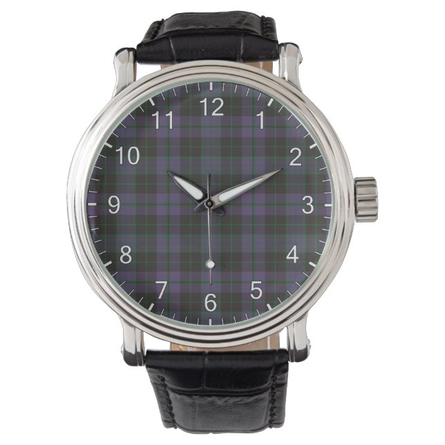 Montre Clergé classique intemporel Clergé violet Tartan P (devant)