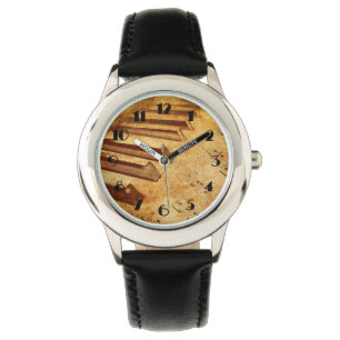 Montre Clés grunges de piano de feuille de musique