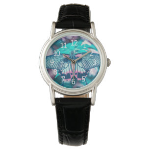 Montre Clôture élégante du papillon Turquoise Women's