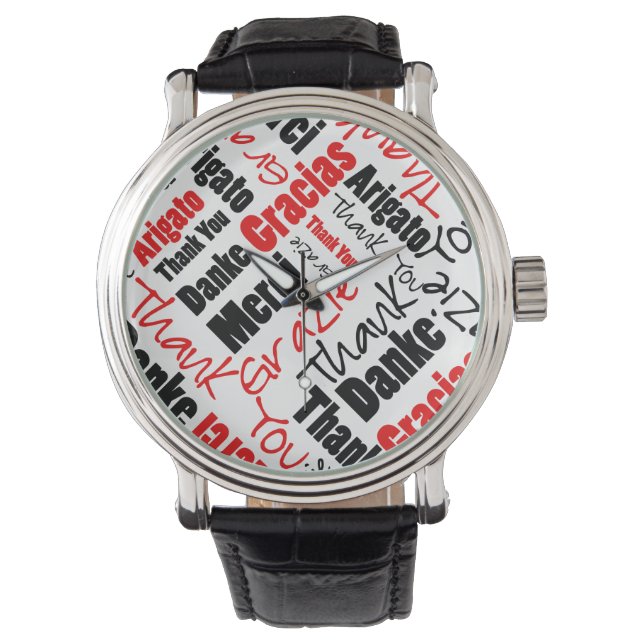 Montre Cloud Merci rouge et noir (devant)