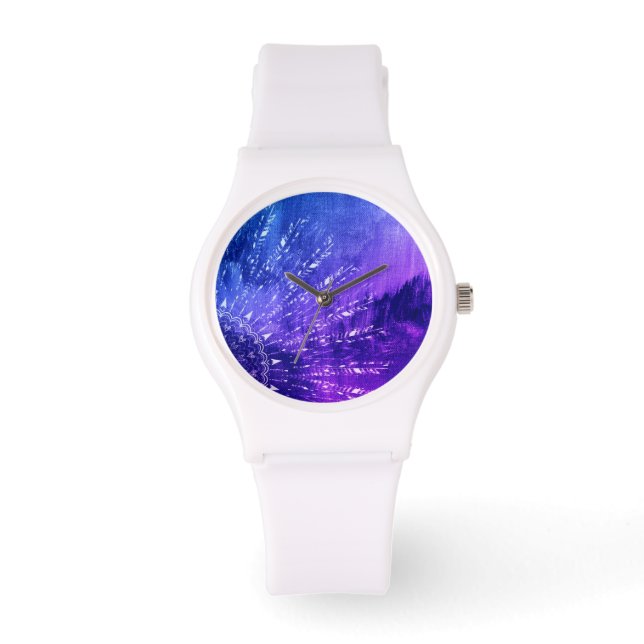 Montre Clouds Mandala bleu violet Boho Bohemian (Recto)