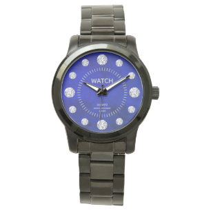 Montre Cobalt Blue Diamond Solitaire Dial Nom personnalis