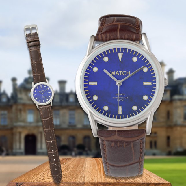 Montre Cobalt Blue Lapis Dial Nom personnalisé (Créateur téléchargé)