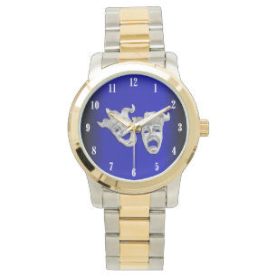 Montre Cobalt Comédie et Tragédie Théâtre Chiffres blancs