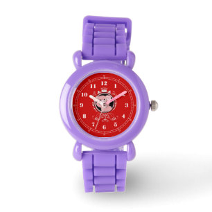 Montre Cochon rose avec motif ornemental