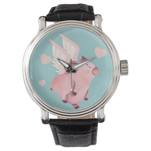 Montre Cochon volant mignon avec ailes quand les porcs vo