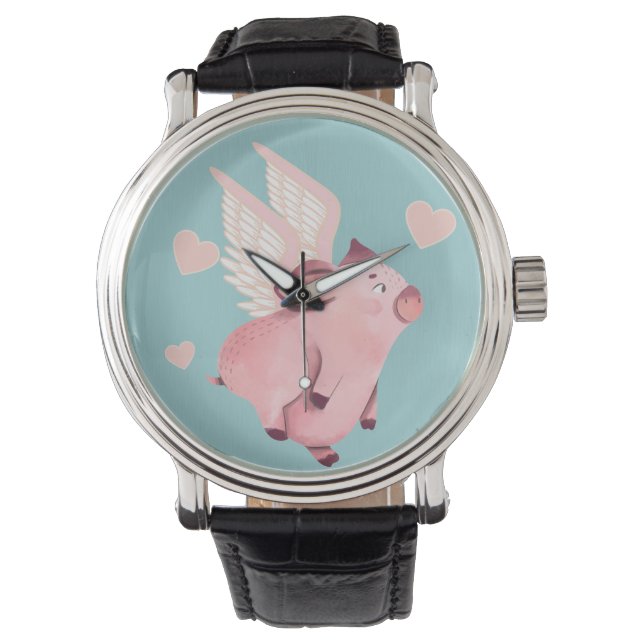 Montre Cochon volant mignon avec ailes quand les porcs vo (devant)