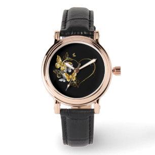 Montre Coeur aux papillons d'or