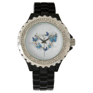 Montre Coeur bijoux avec papillons Morpho