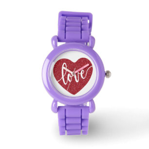 Montre Coeur d'amour Parties scintillant rouge   Saint Va