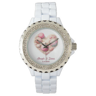 Montre Cœur de coquillage personnalisé pour anniversaire