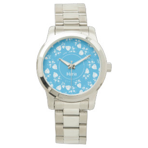 Montre Coeur de fleur bleu avec fleurs motif