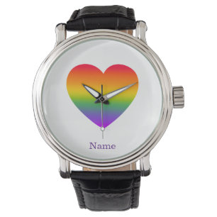 Montre Cœur de ligne de arc-en-ciel minimaliste - Art col