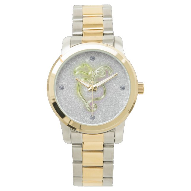 Montre Coeur d'or et étincelles (devant)