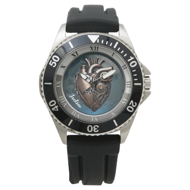 Montre Coeur humain mécanique Steampunk (devant)