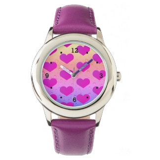 Montre Coeur rose amour arc-en-ciel