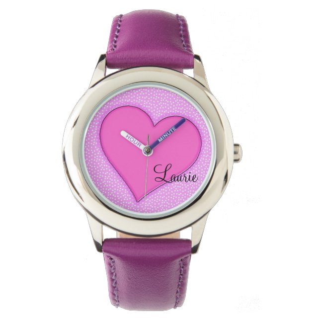 Montre Coeur rose Personnalisé (devant)
