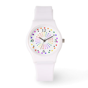 Montre Coeurs arc-en-ciel