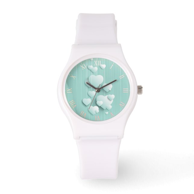 Montre Coeurs blancs 3D (Recto)