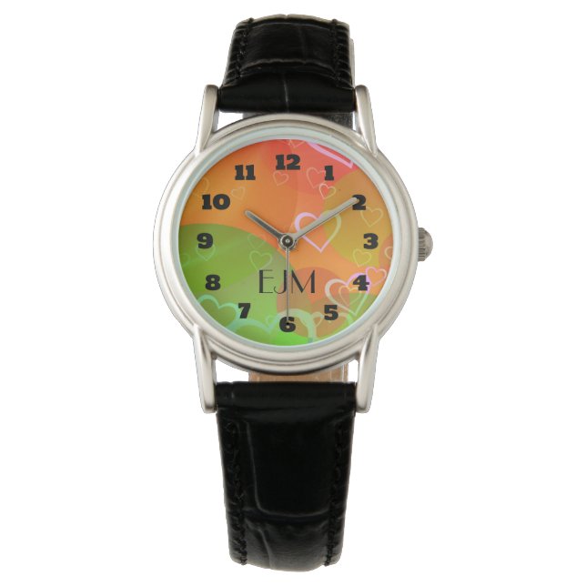 Montre Coeurs et ballons Conception abstraite avec initia (devant)