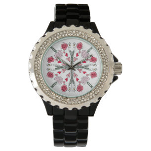 Montre Coeurs mignons Abeilles Roses Romantique Doodles f