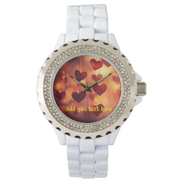 Montre Coeurs pendants Montre-poignet - Personnalisable (devant)