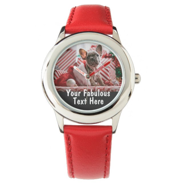 Montre Coeurs photo et texte personnalisés (devant)