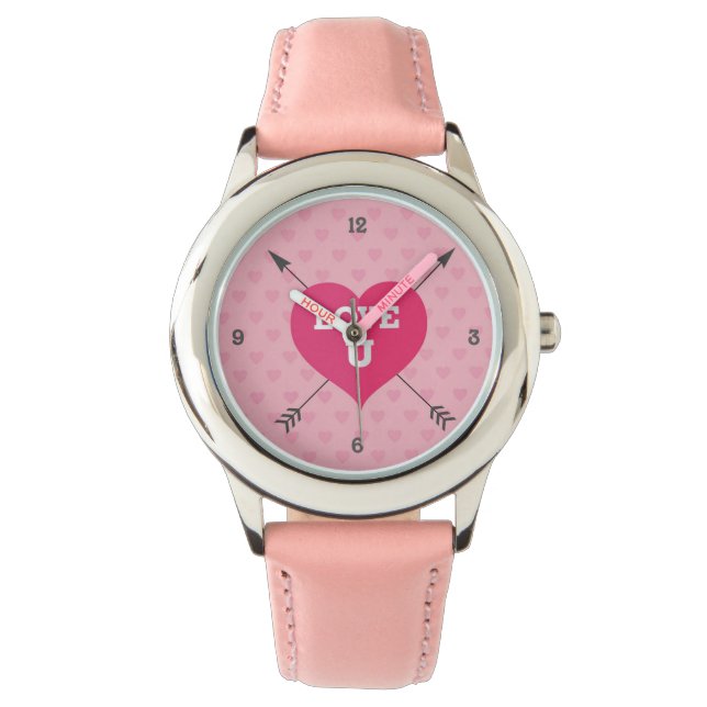 Montre Coeurs roses Love U Custom Watch (devant)