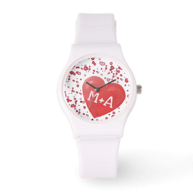 Montre Coeurs rouges Monogrammé (Recto)