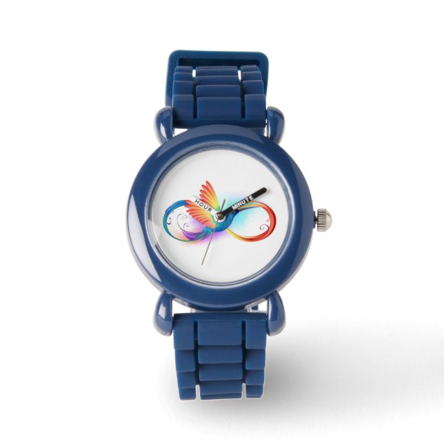 Montre Colibri arc-en-ciel avec symbole Infinity (Recto)