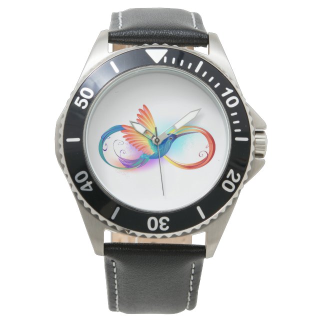 Montre Colibri arc-en-ciel avec symbole Infinity (devant)