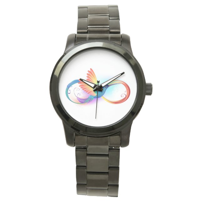 Montre Colibri arc-en-ciel avec symbole Infinity (devant)