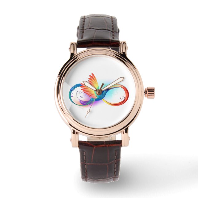 Montre Colibri arc-en-ciel avec symbole Infinity (Recto)