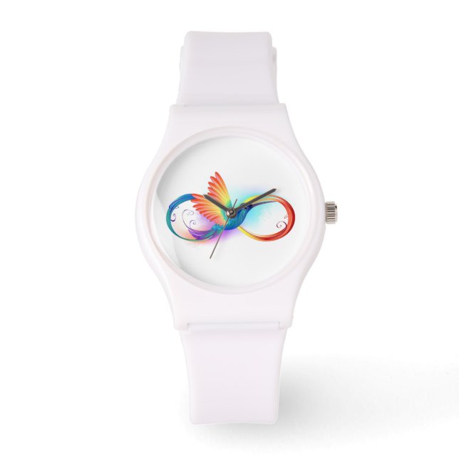 Montre Colibri arc-en-ciel avec symbole Infinity (Recto)