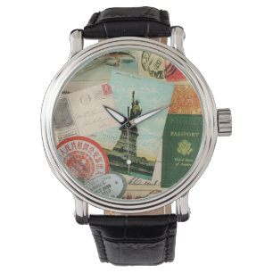Montre collage vintage moderne de voyage