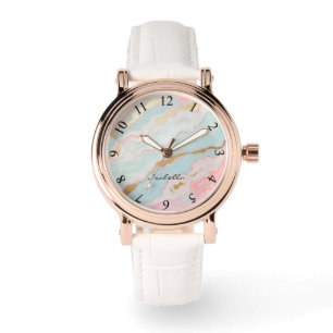 Montre Collection de luxe en or rose pastel et mint popul