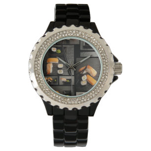 Montre Collection de sushi sur l'arrière - plan noir