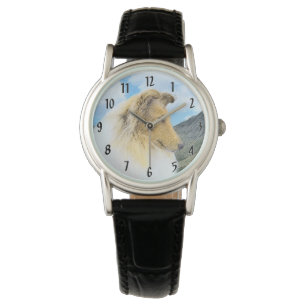 Montre Collie en Montagne (Rough) Peinture - Chien Art