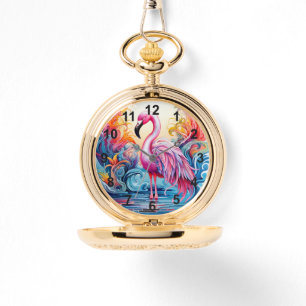 Montre Coloré Flamant rose rose Tropical Élégantes femmes