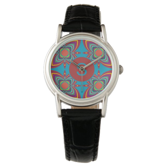 Montre Colorful Psychedelic Geometric Pattern Monogram (devant)