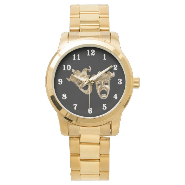 Montre Comédie et Tragédie Théâtre Masques Noir (devant)