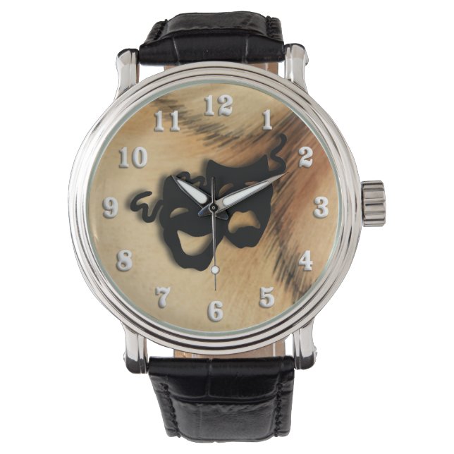 Montre Comédie rustique et masques de théâtre de tragédie (devant)