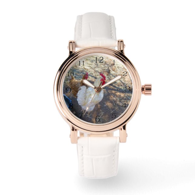 Montre Compagnons de plumes : Coq blanc et Sa Hen (Recto)