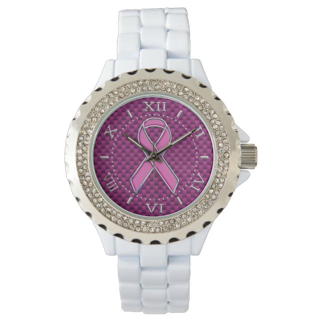 Montre Compression du ruban rose Fuchsia Carbon Style Dia (devant)